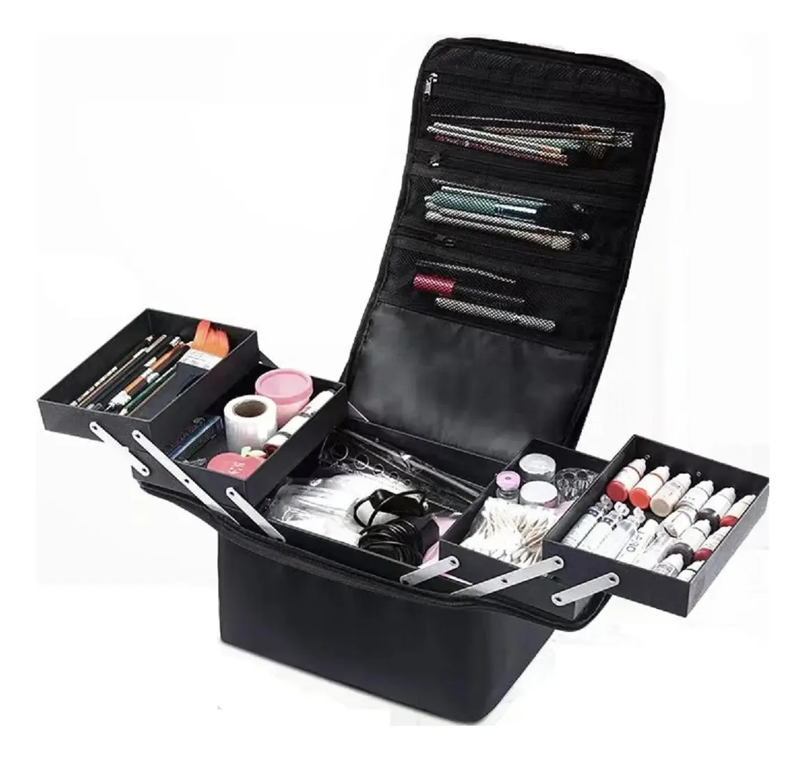 Mala de tecido portátil para maquiagem, manicure, cosmetologia