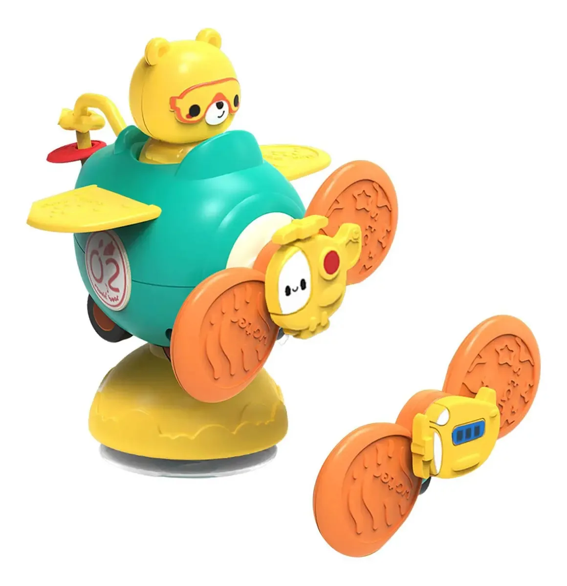 Spinner De Brinquedo Gyro Para Bebê | Brinquedos De Sucção Para Pião Em Forma De Avião Para Bebê - Brinquedos Giratórios Para Bebês, Brinquedo Com Ventosa De Mesa, Brinquedos De Sucção Para Bebês...