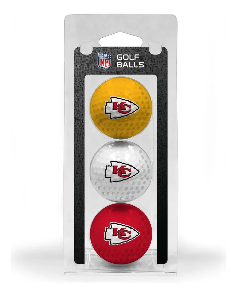 Pacote com 3 bolas de golfe da NFL Kansas City Chiefs Team Golf