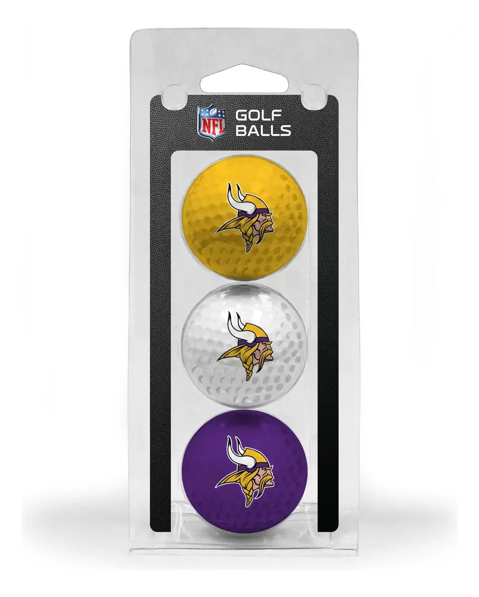 Pacote com 3 bolas de golfe da NFL Minnesota Vikings Team Golf