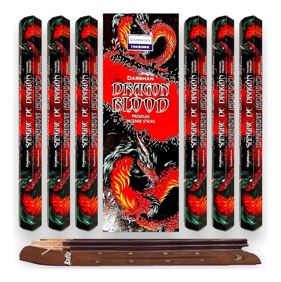 Incenso Darshan Mayoreo 120 palitos com porta-incenso e perfume de fragrância Dragon Blood