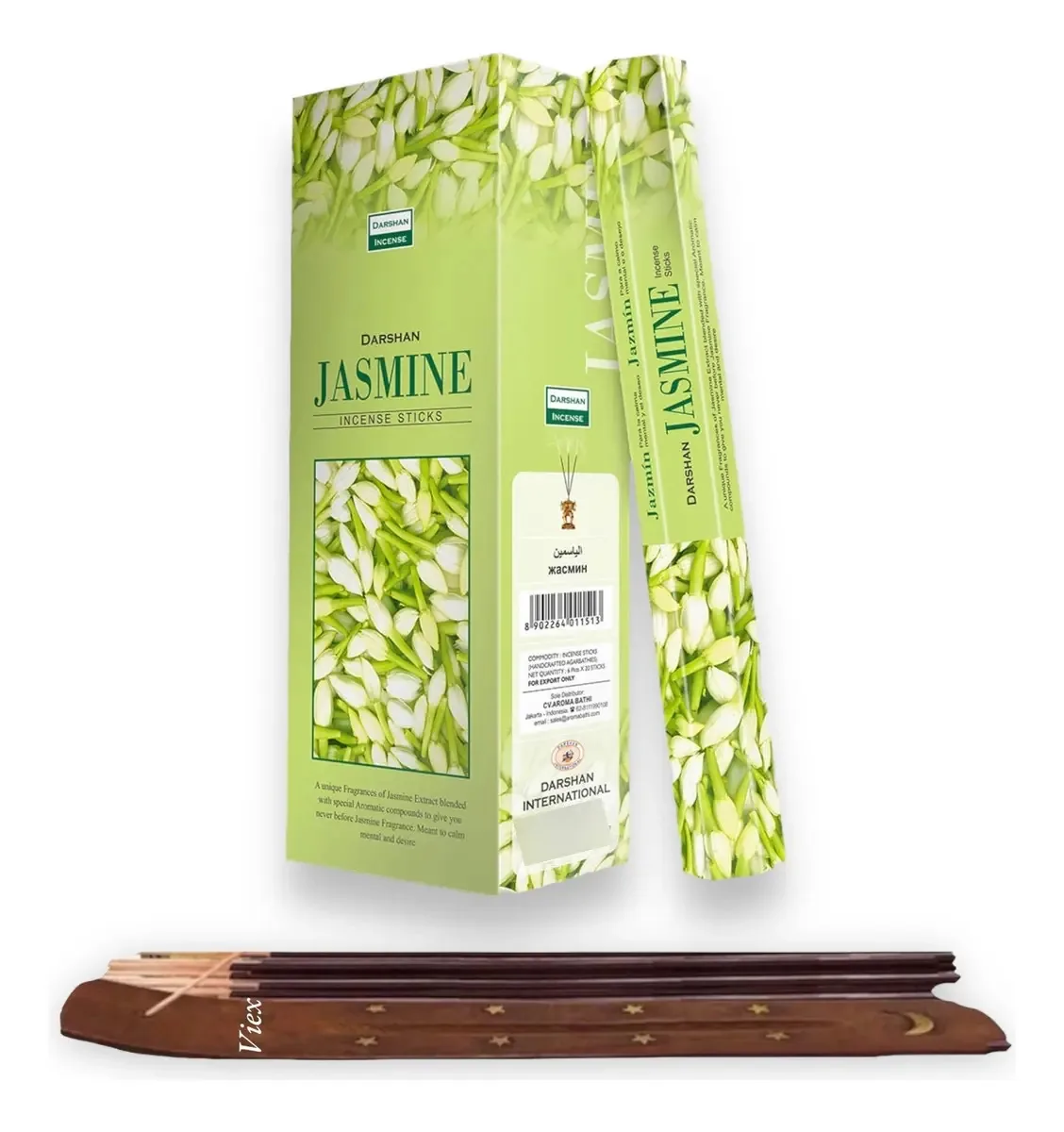 Incenso Darshan Mayoreo 120 palitos com porta-incenso Mais aroma, fragrância de jasmim