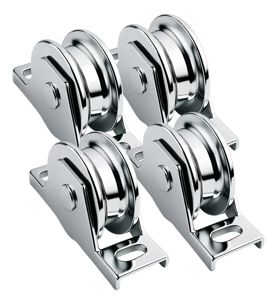 Kit de rodas de canal U de 4 peças para incorporar rolamentos de precisão Azteca Drive, ideal para portões deslizantes de uso contínuo, construção sólida, longa vida útil e resistência à corrosão