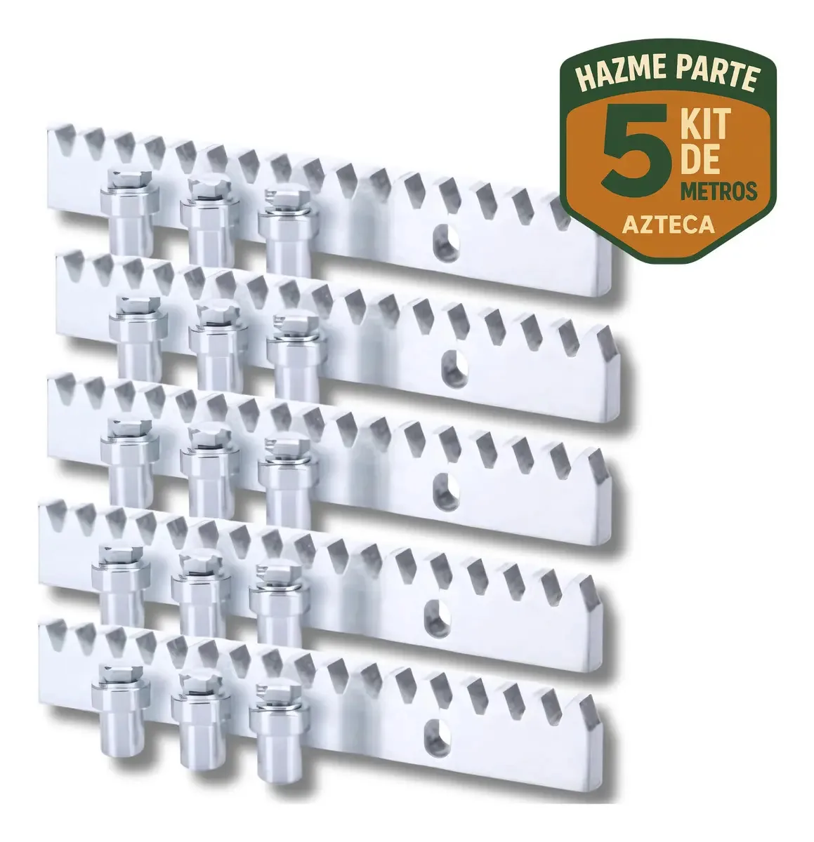 Kit de 5 racks Azteca Drive 30 mm X 12 mm X 1005 mm para motores deslizantes, automação de portões residenciais e industriais, material durável, fácil instalação