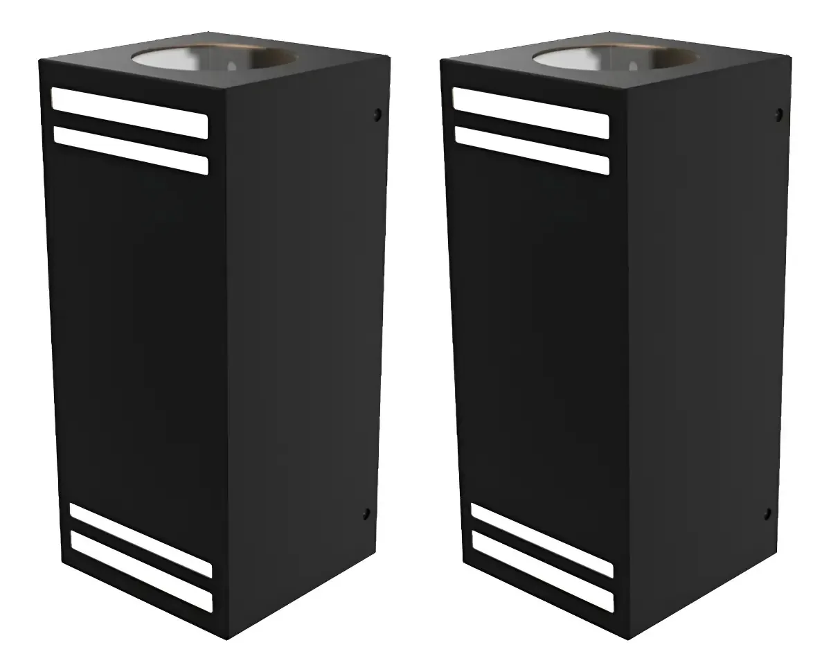 Pacote X 2: Lâmpada de parede, difusor de verniz bidirecional com aberturas pretas retas, adequado para uso externo e externo