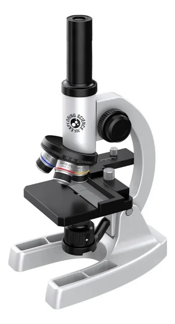 Microscópio profissional 16000x com acessórios e amostras