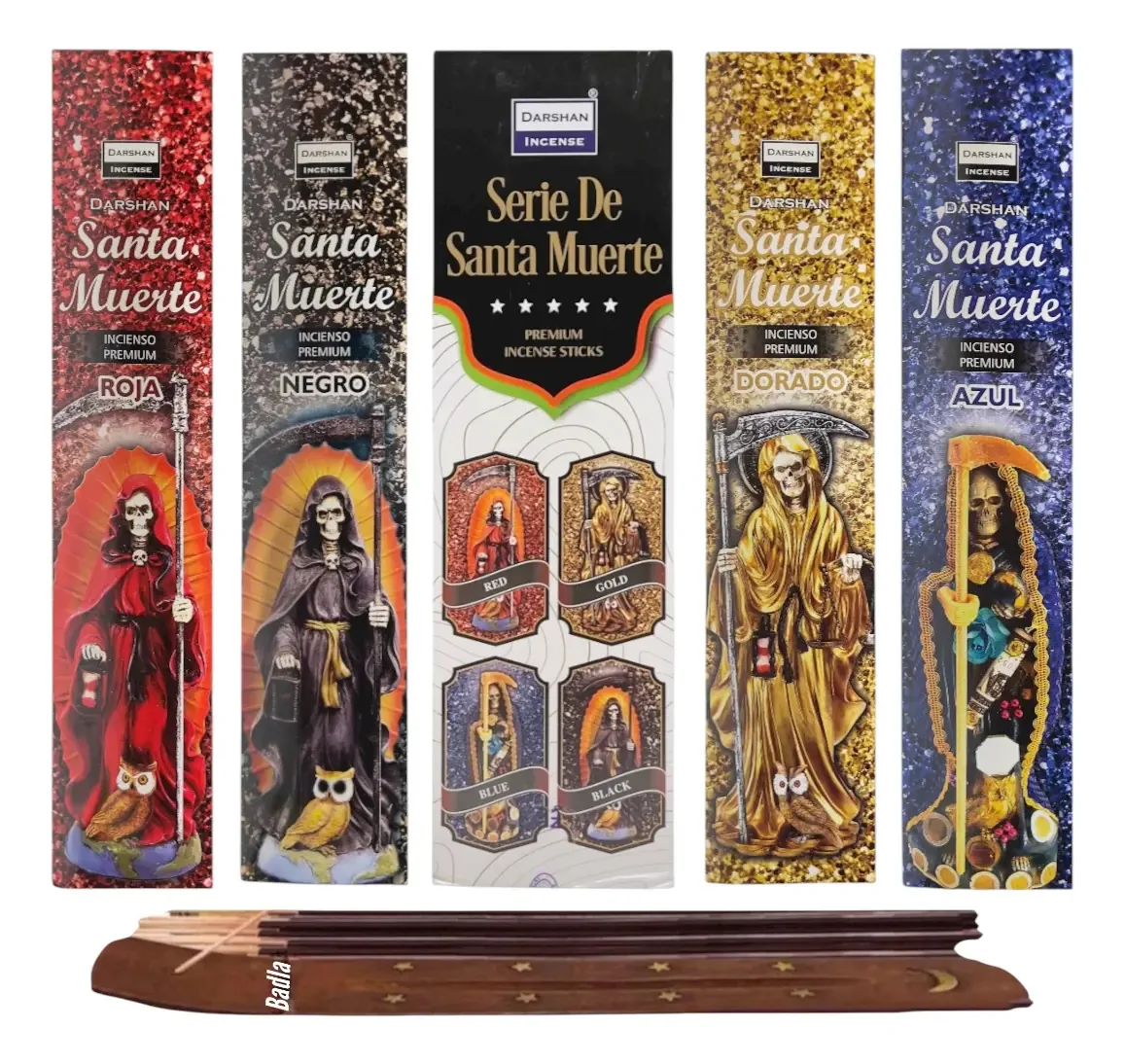 Bolsa Darshan Wholesale Incense 240 palitos com porta-incenso Coleção Santa Muerte