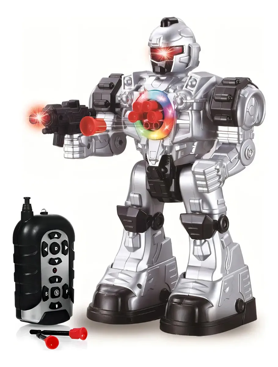 Robô de Brinquedo com Controle Remoto Play22, Robôs para Crianças, Brinquedo Magnífico e Divertido, Um Robô de Brinquedo que Dispara Mísseis, Anda, Fala e Dança com Luzes Piscantes, 10 Funções, O...