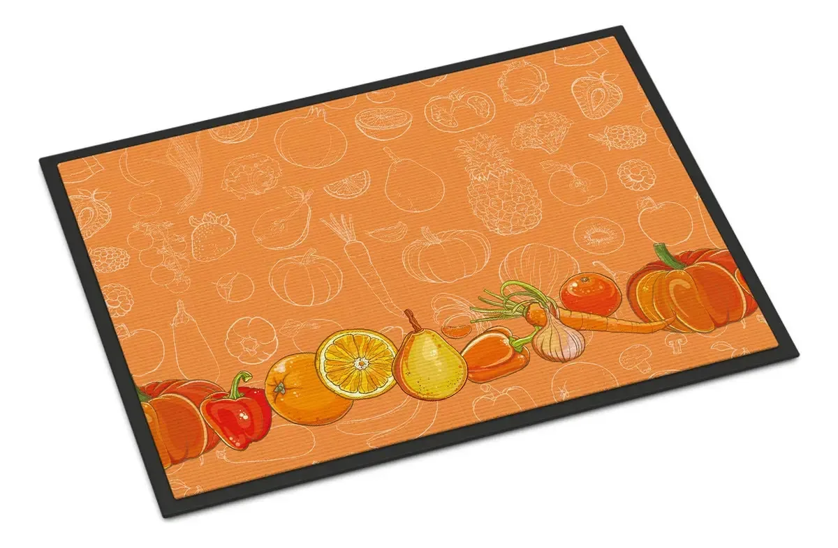 Tapete de frutas e vegetais em laranja para ambientes internos ou externos