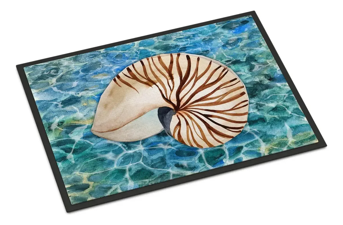 Tapete multicolorido com concha do mar e água para ambientes internos ou