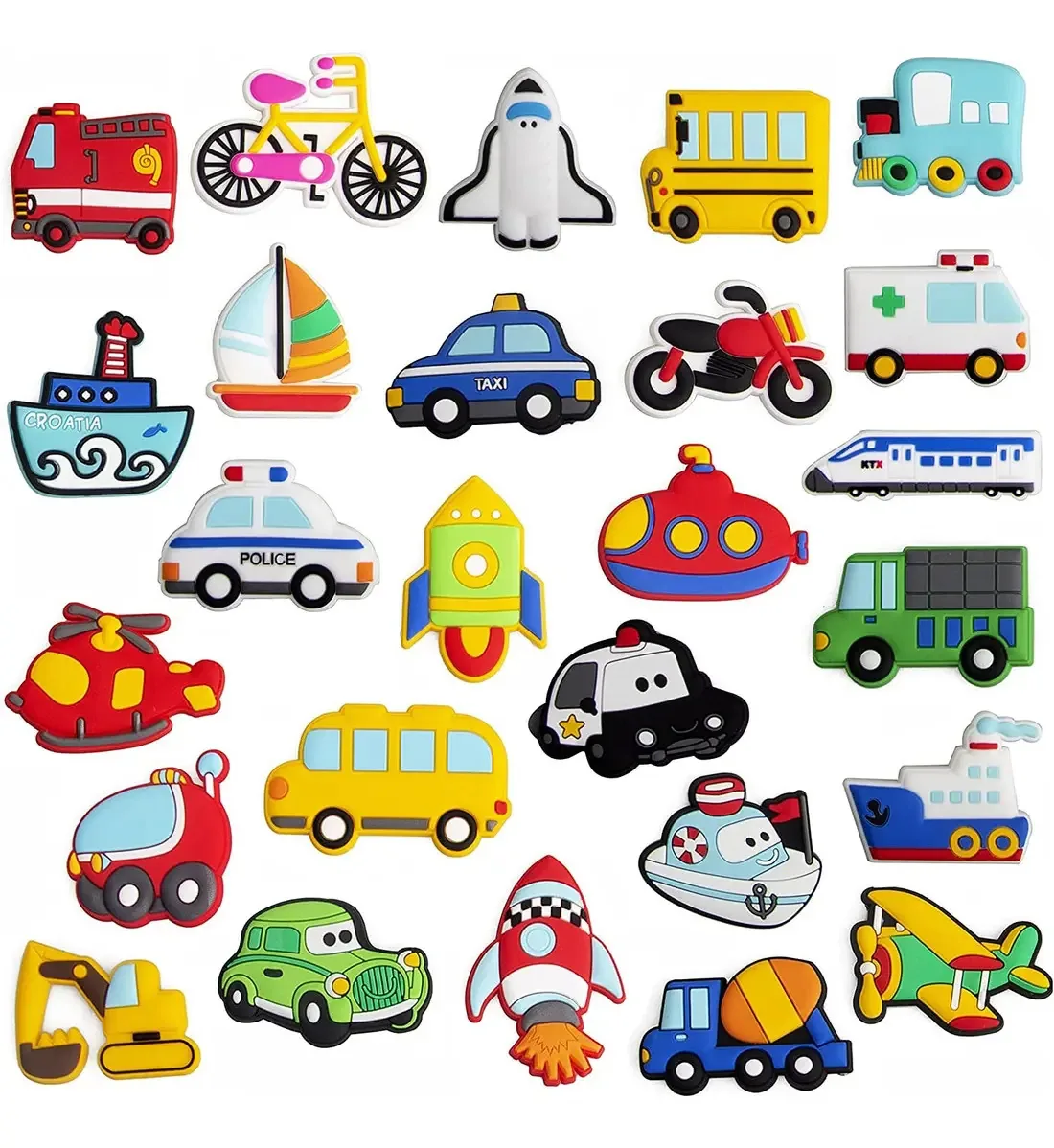 Wisestar 26 Ímãs de Borracha para Geladeira para Crianças, Aviões, Barcos, Veículos, Geladeira de Carro, Ímã para Quadro Branco, Ferramenta Educativa, Prêmio Escolar, de Aniversário para Crianças