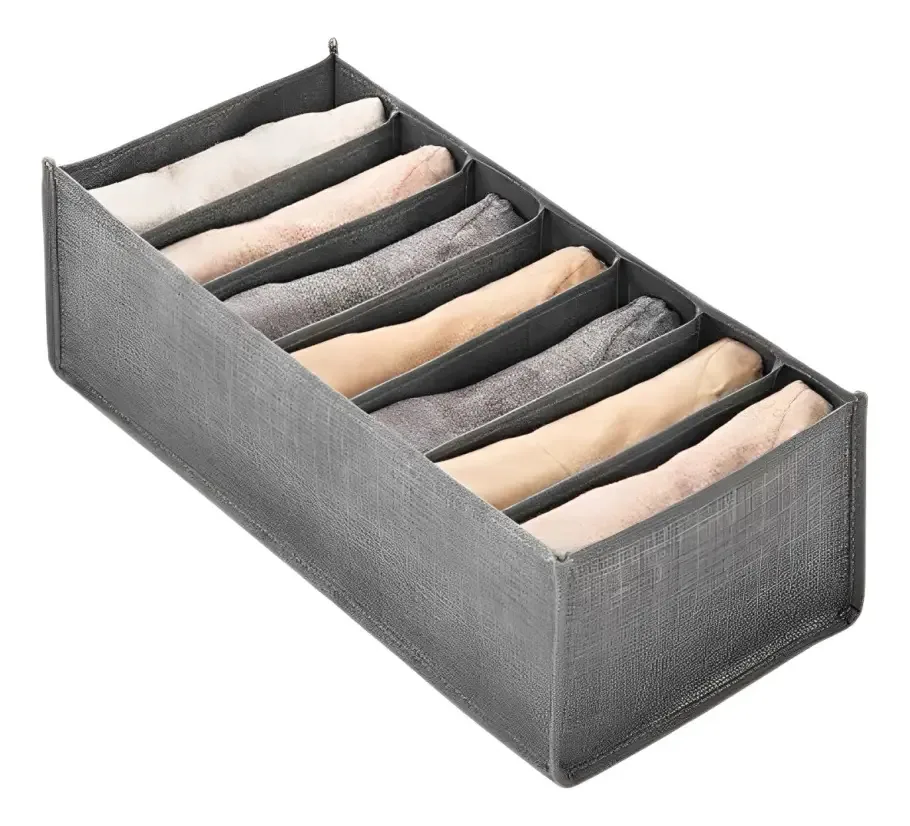 Organizador para roupas, camisas, calças, 7 divisões, cinza