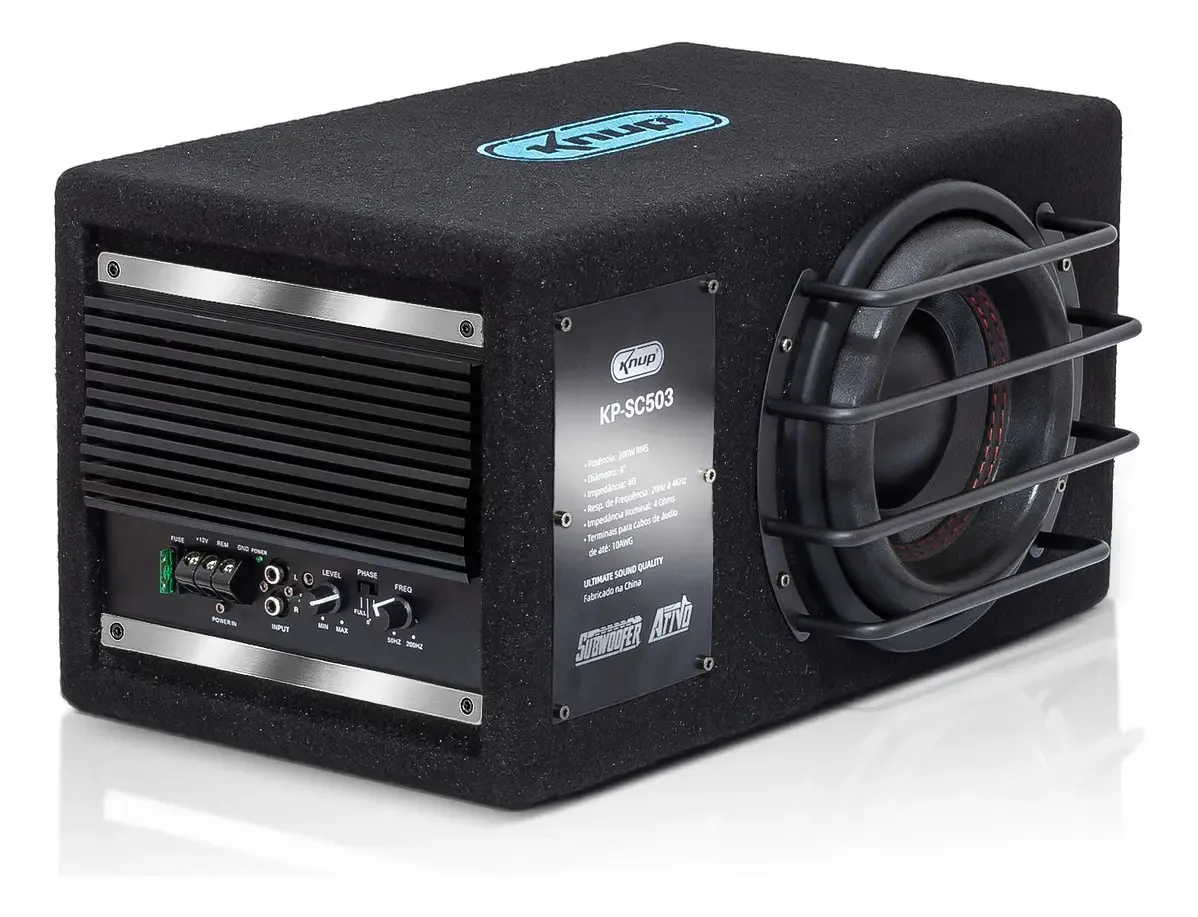 Caixa De Som 300w Automotiva Subwoofer Ativo Alto Falante