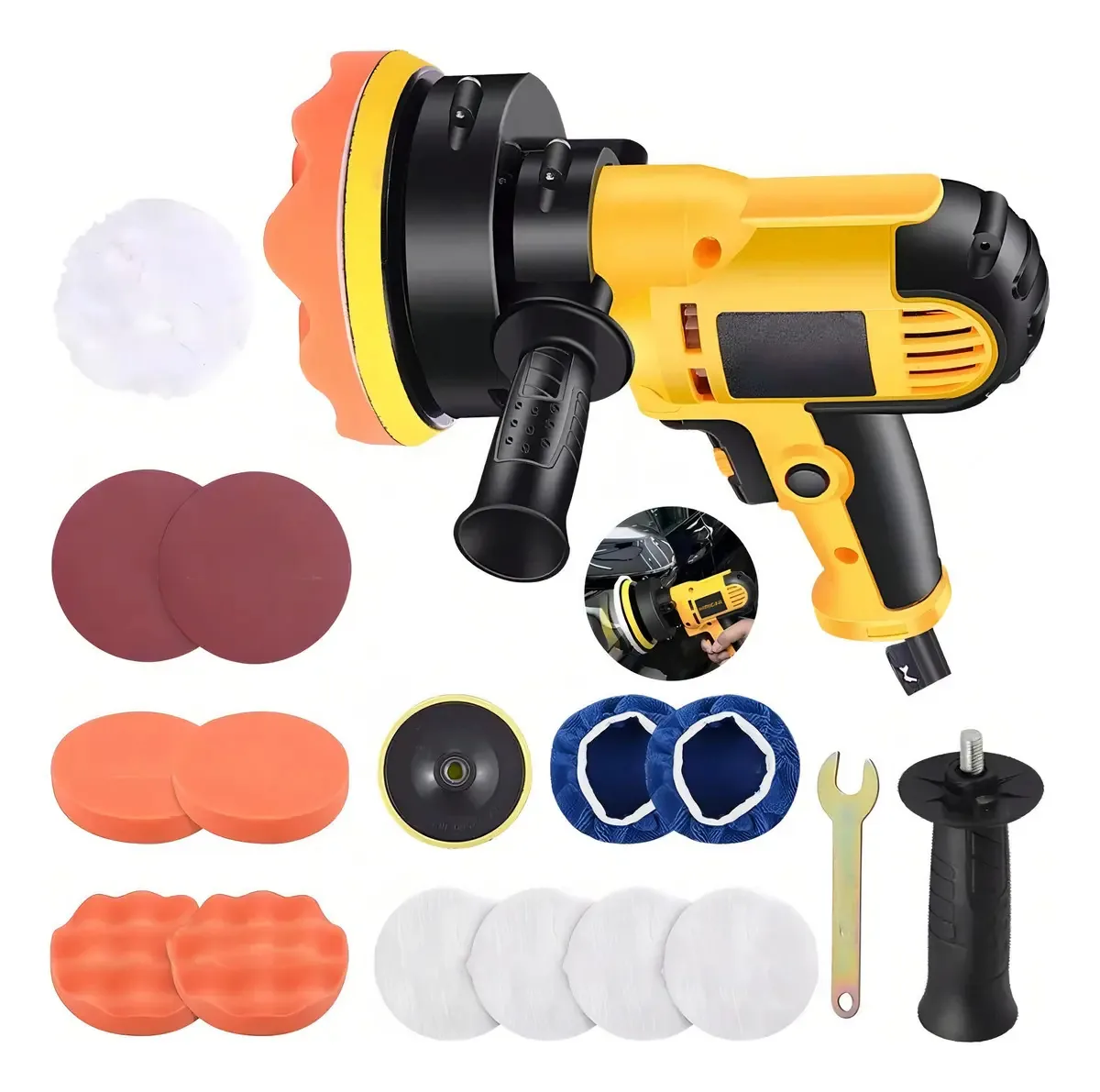 Politriz Angular Automotiva,Politriz Lixadeira Multifunções Automotiva,4000Rpm,Ferramentas De Mão 125mm Polir Lixar Com Acessórios