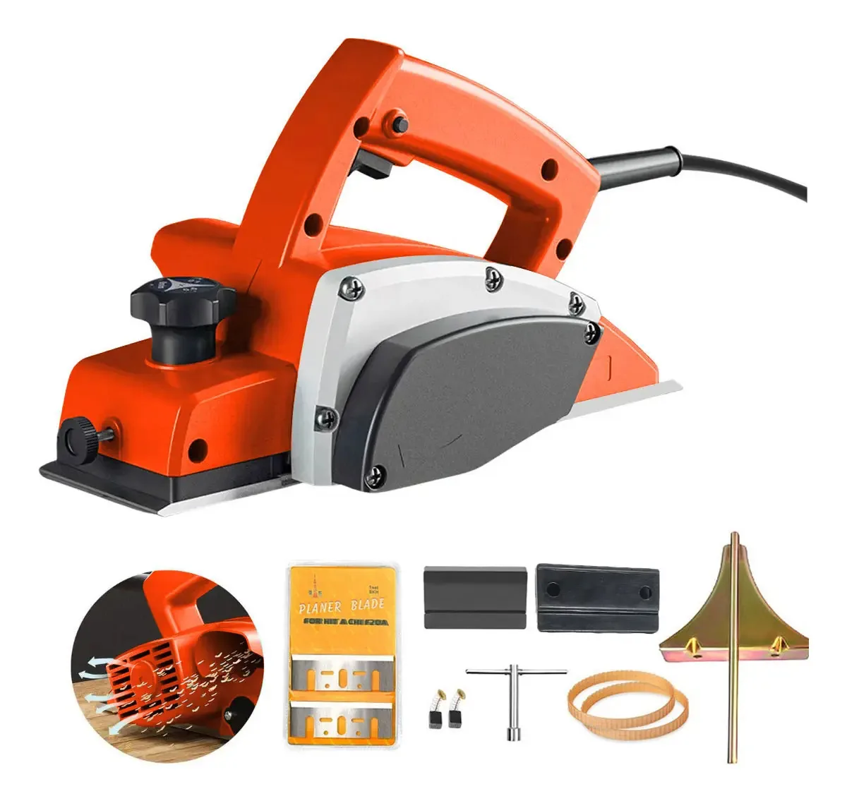 Plaina Elétrica 700w Manual Profissional,0-2 Mm Ajusta Com Precisão,Plaina Desempenadeira De Bancada,12000rpm,Com Acessórios
