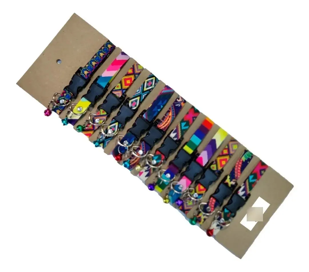 Pacote Huichol: 12 coleiras ajustáveis para gatos ou chihuahua, cores variadas, estampadas, coleira tamanho S