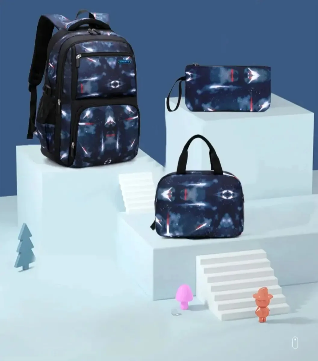 Mochila escolar, lancheira, pacote escolar, 40l, cor azul escuro, Galaxy