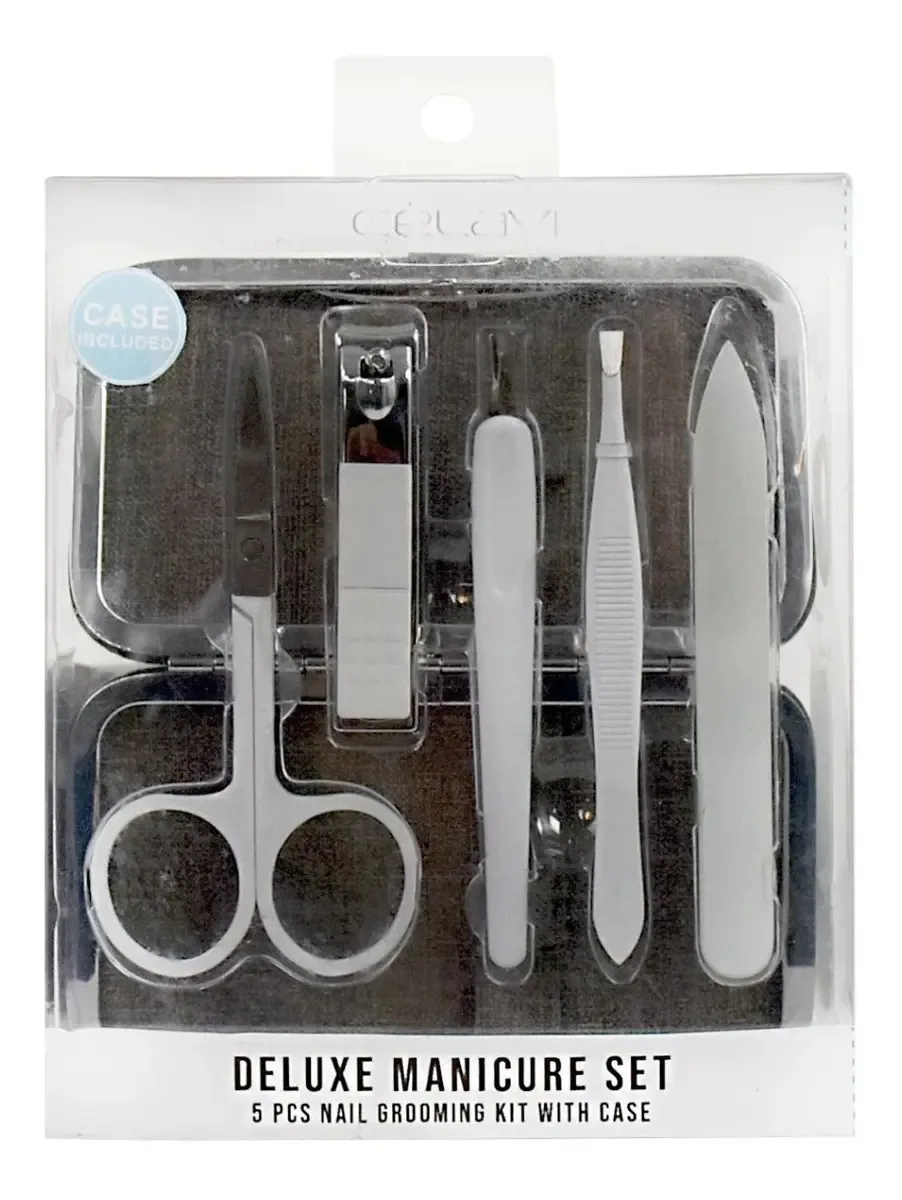 Conjunto de manicure Celavi Deluxe, 5 peças e estojo