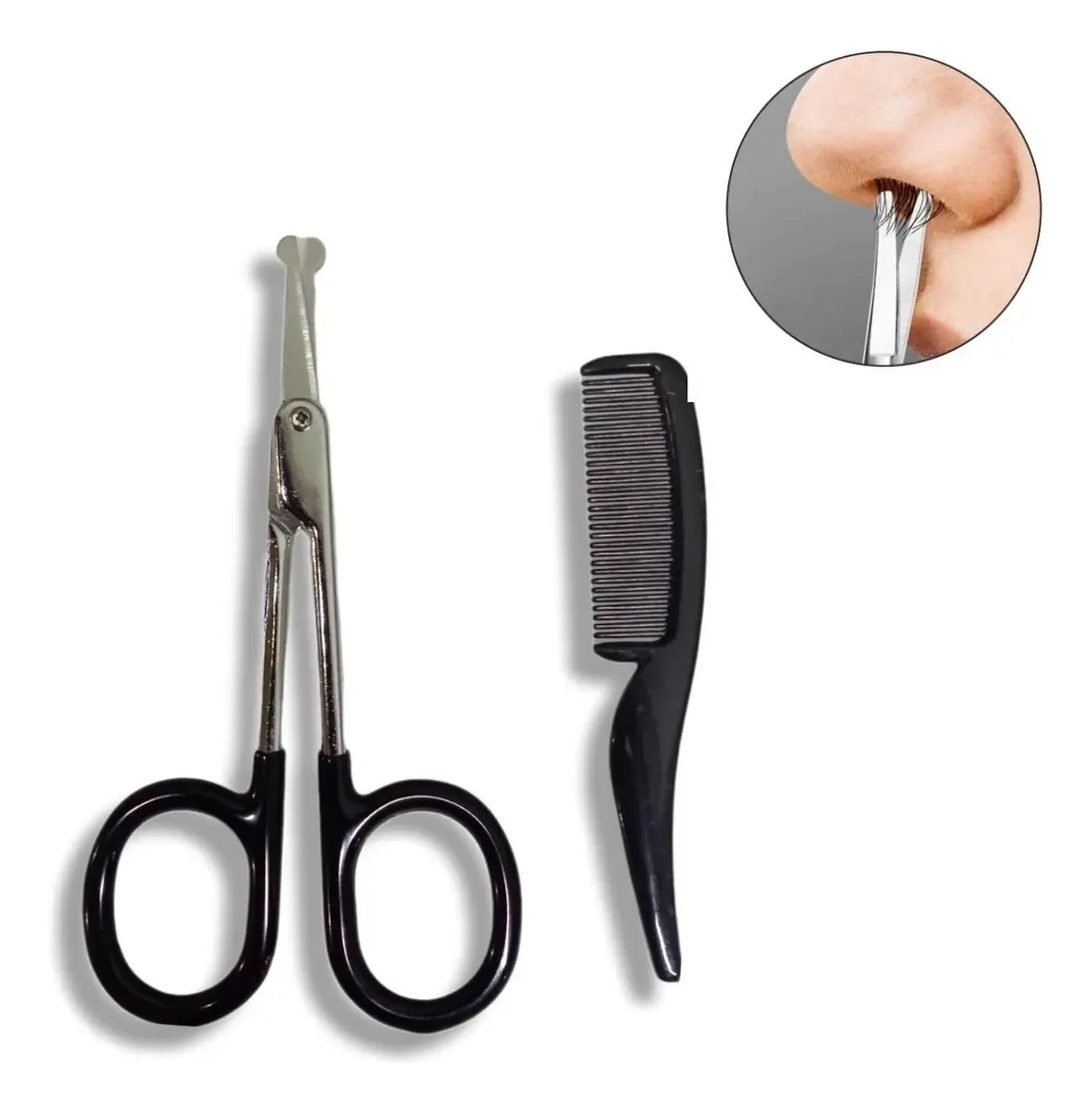 Conjunto de tesouras e pincéis Celavi para barba, nariz e sobrancelhas