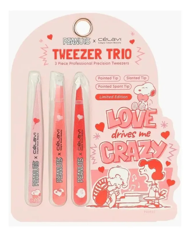 Conjunto de pinças de barbear Snoopy X Celavi Trio Pink Bubble Gum Trio