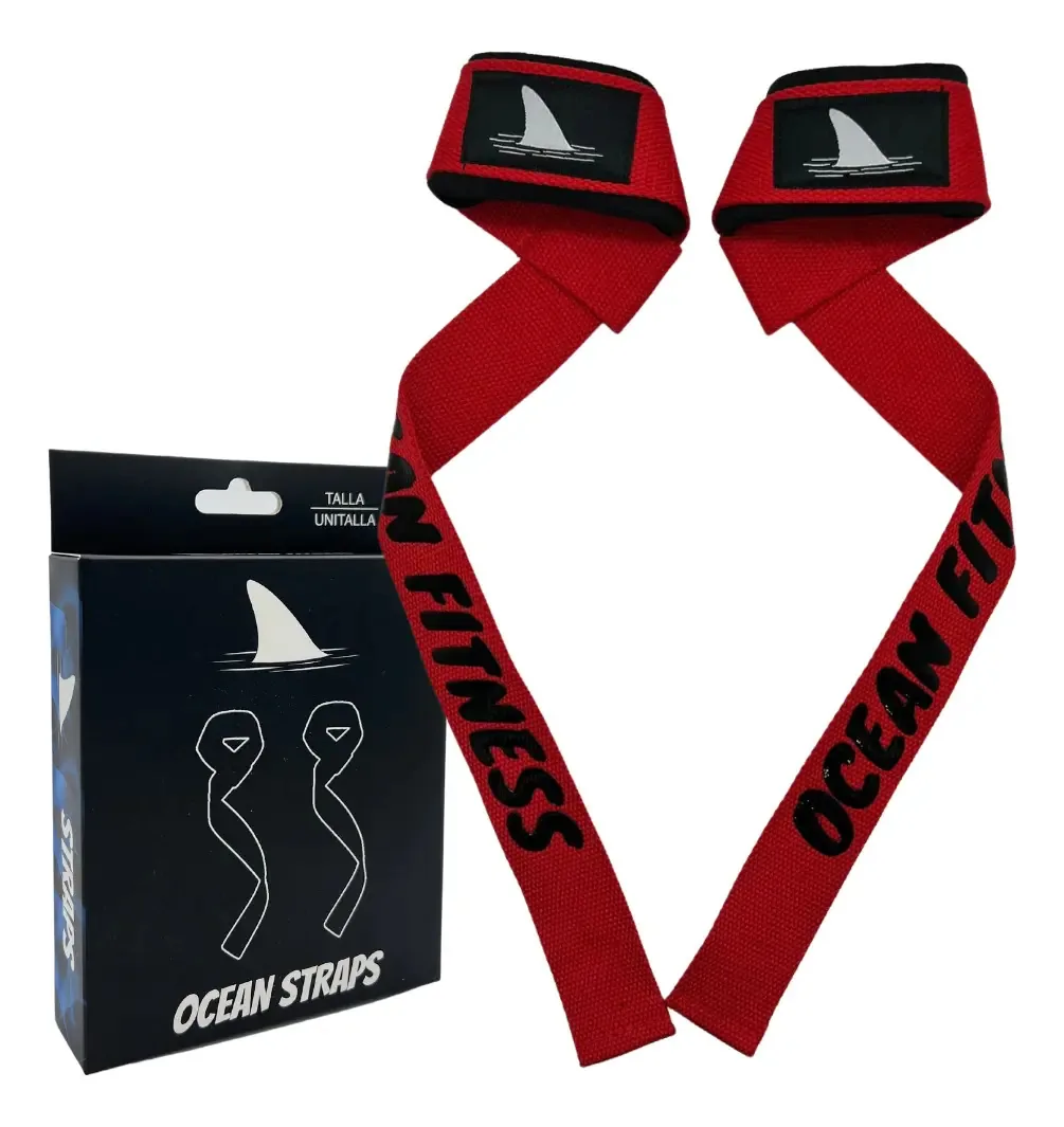 Pulseiras, pulseiras de elevação, ginástica, alças de elevação, Crossfit Ocean Fitness, alças oceânicas, 1 par de alças antiderrapantes, cor vermelha