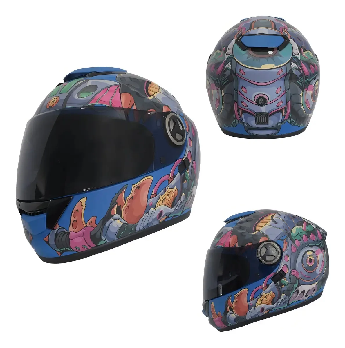 Capacete de motocicleta Immortale Drago Multicolor Preto Fechado
