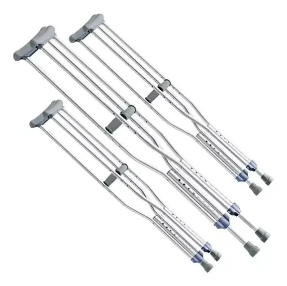 Muletas de alumínio Gambimedic, altura ajustável, 3 tamanhos, cores grandes