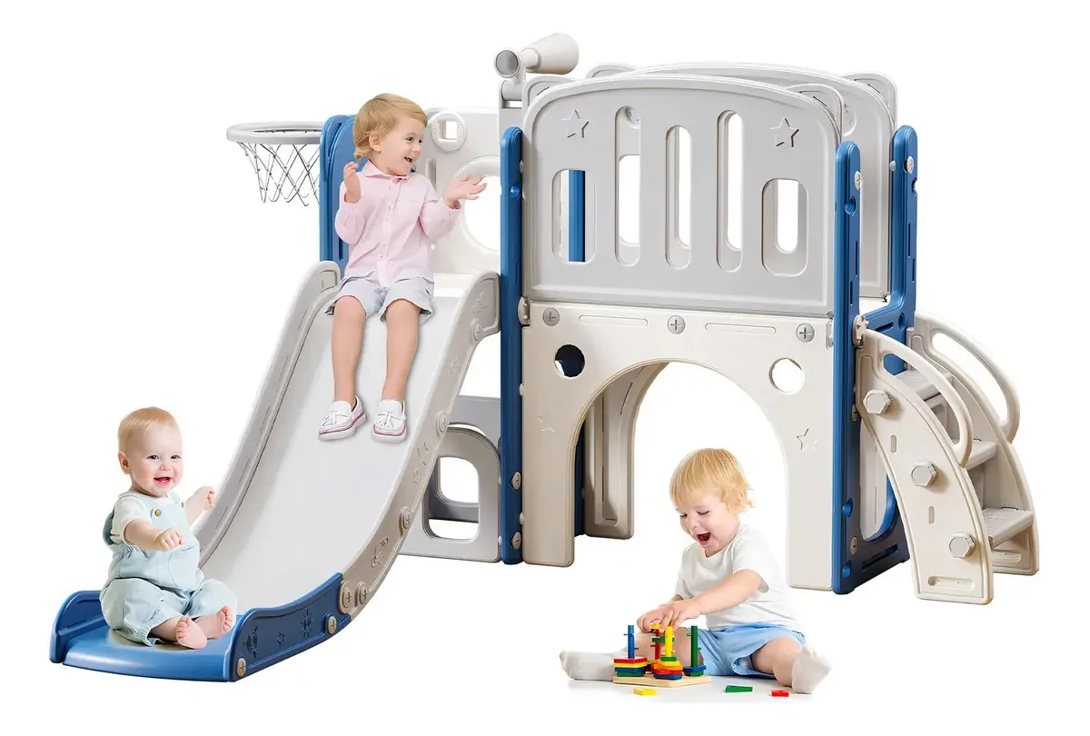 Slide modelo infantil branco e azul Yuyue