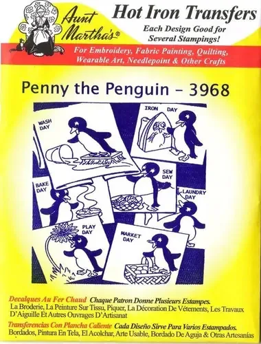 Penny, o pinguim, transferência de ferro quente de Tia Martha