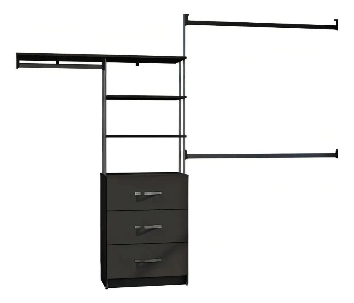 Playcon Closet Urbano 3 Cajones, 3 Espacios Colgadores Cor Preto