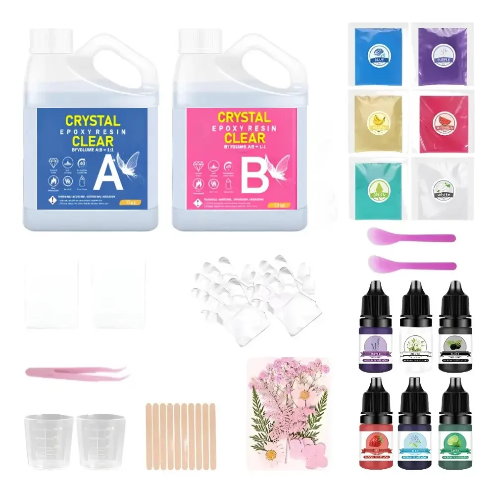 Kit de resina epóxi de cristal 1:1 1000 ml, acessórios e pigmentos