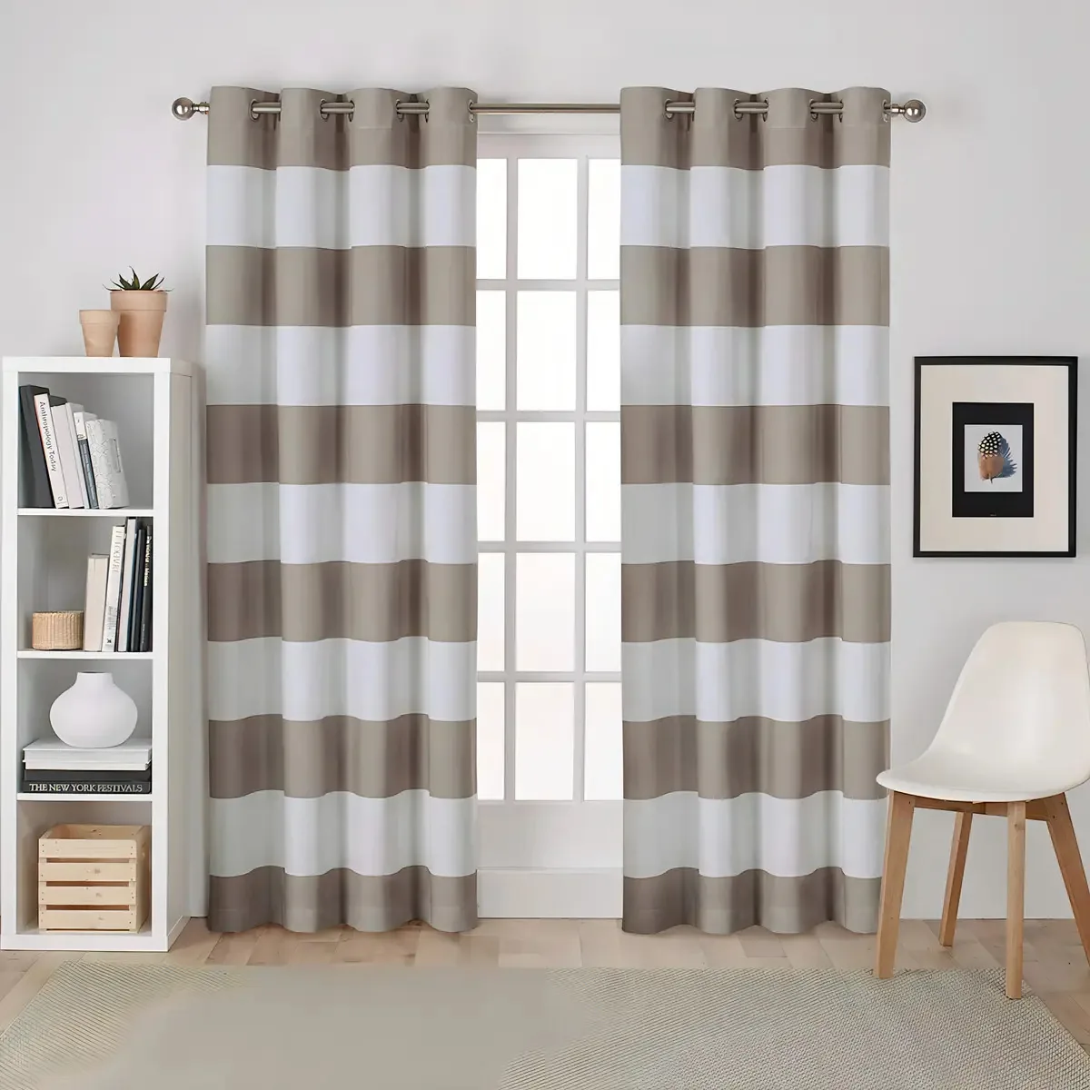Cortinas domésticas exclusivas Surfside Cabana Cortinas para venda. Cor: Taupe Grey