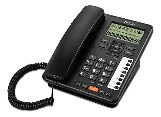 ORNIN Telefone 2 Linhas Casa, Preto.