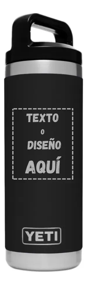 Garrafa térmica de aço inoxidável Yeti 18 oz | Gravação a laser personalizada (logotipo)