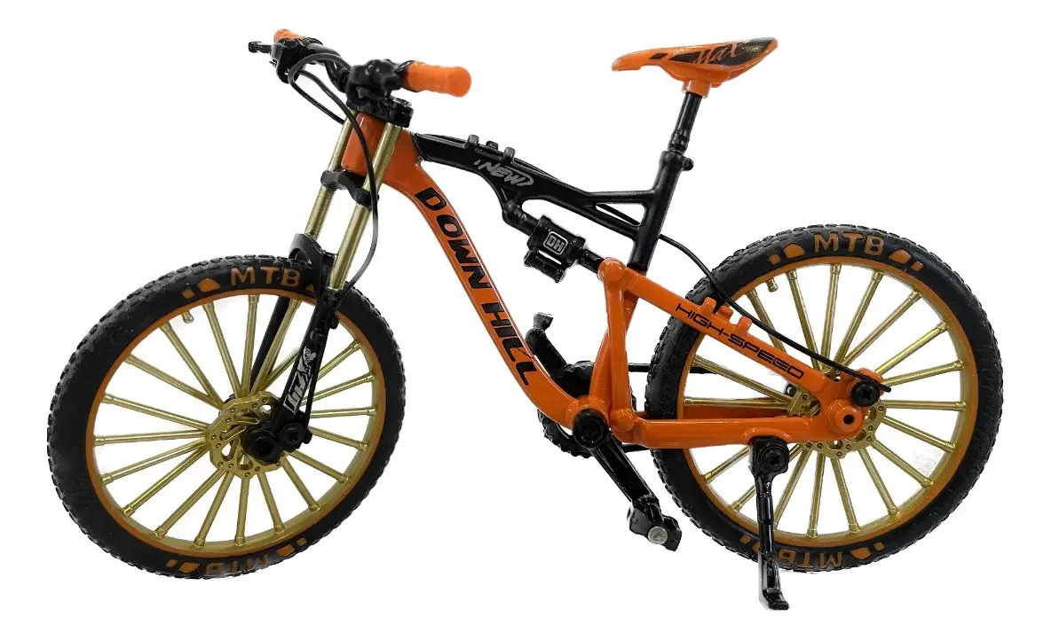 Modelo colecionável MTB em escala 1:10 em escala de bicicleta, cor laranja