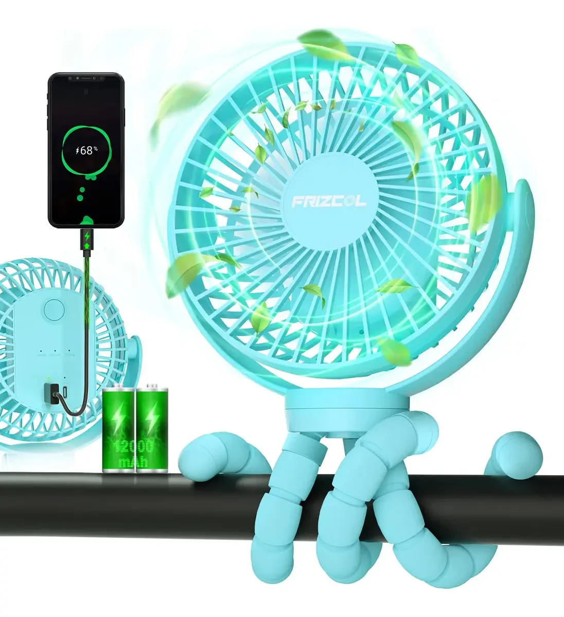 Ventilador de carrinho Frizcol Ventilador de celular turquesa - Unidade