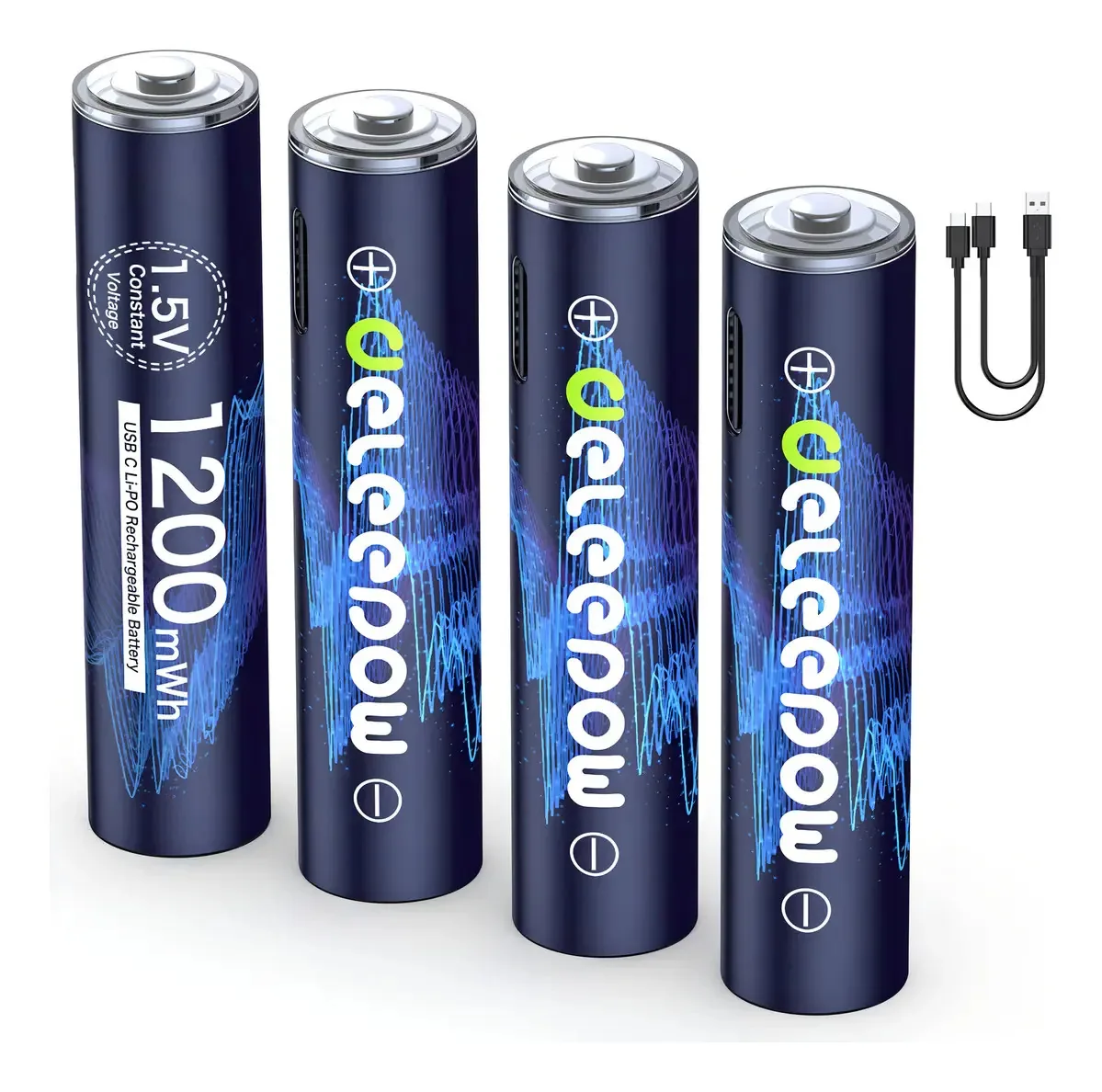 Baterias Aaa Recarregáveis Usb Deleepow 1200 mWh, 1,5 v Usb C Li