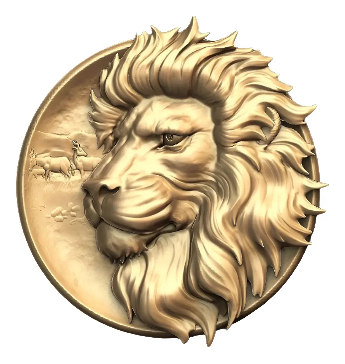 Modelo 3D STL Alto Relevo Leão para Impressão 3D Usinagem WoodFy
