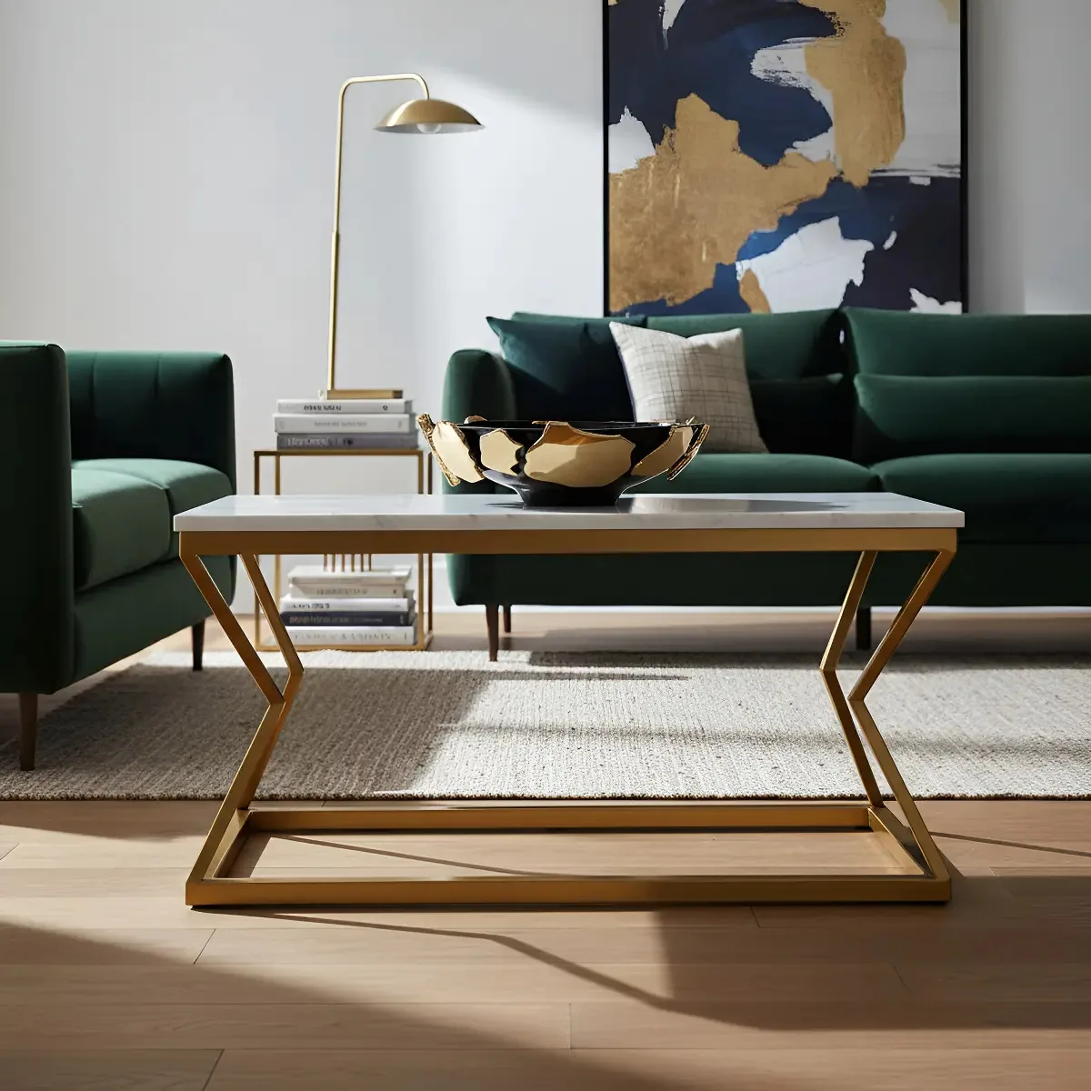 Mesa De Centro Decorativa Retangular Mond - Dourado