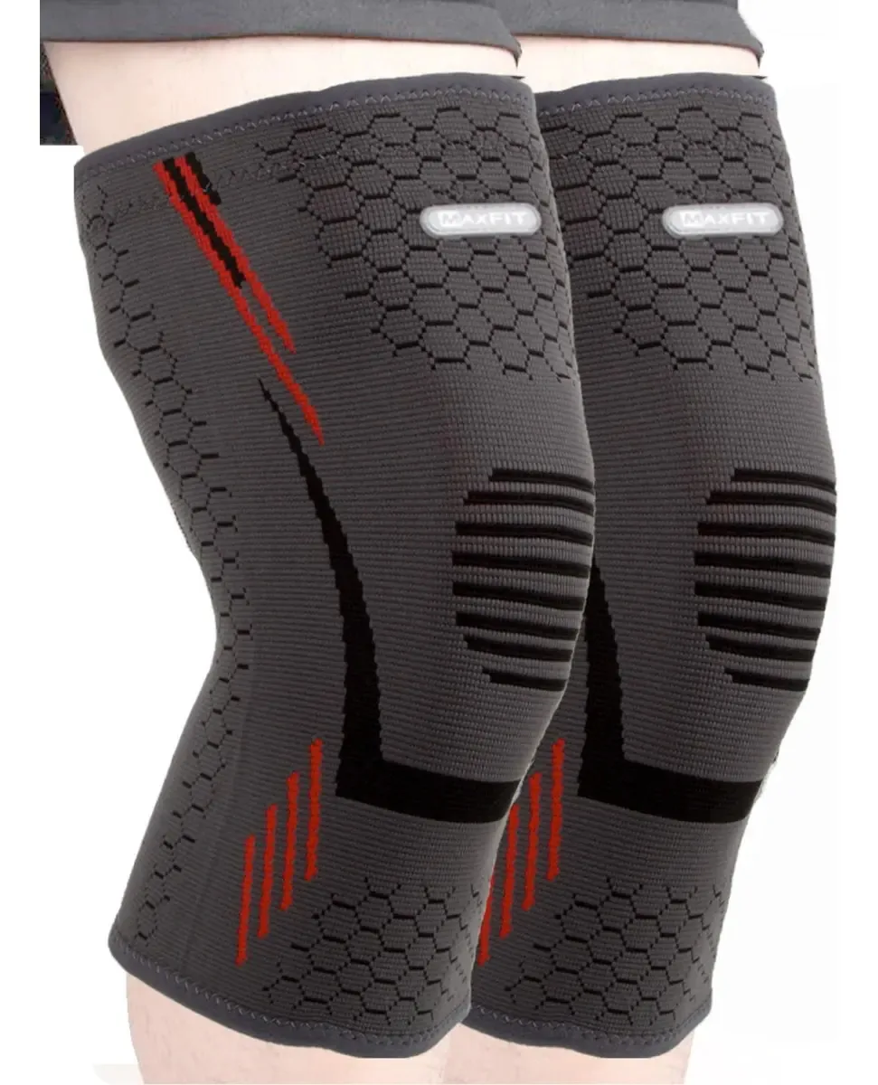 Joelheiras esportivas de compressão MaxFit/modelo Hx940, cor vermelha, tamanho M