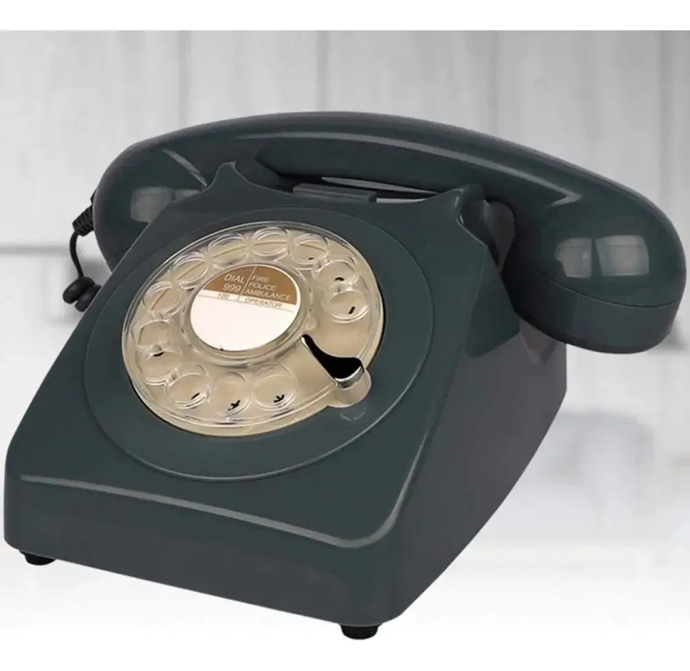 Telefone residencial Telefone vintage Telefone de estilo retrô Telefone de mesa clássico com disco giratório Disco de discagem Telefone retrô no estilo sinuoso do telefone fixo retrô