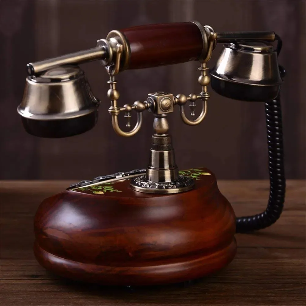 Telefone europeu antigo de madeira Cmjsgg, telefone retrô, telefone criativo para casa e escritório, telefone fixo clássico