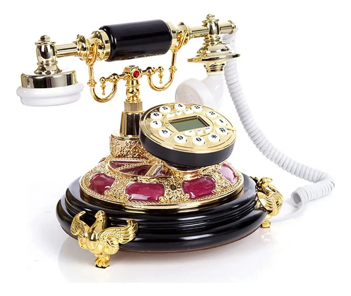 Telefone vintage Cmjsgg, telefone fixo antigo retrô com LCD, telefone com fio para mesa e decoração, telefone antigo para casa, escritório