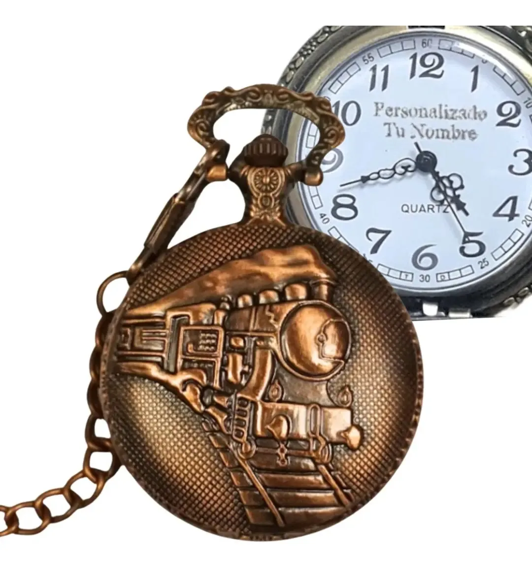Relógio de bolso a laser Train Vintage personalizado