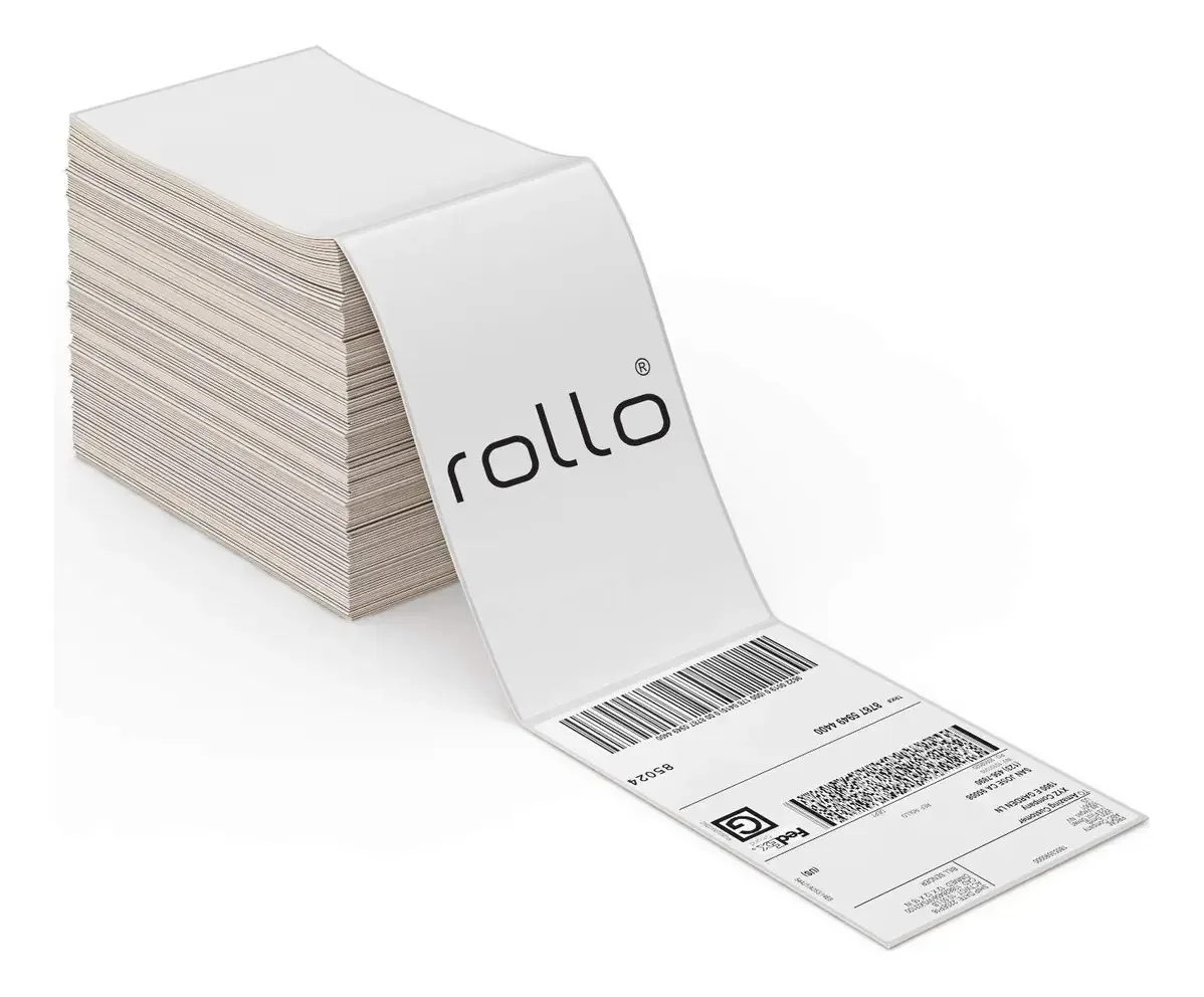 Rolo de Etiquetas Térmicas Diretas (pacote de 500 Etiquetas Dobráveis de Ventilador de 4 x 6), Grau Comercial