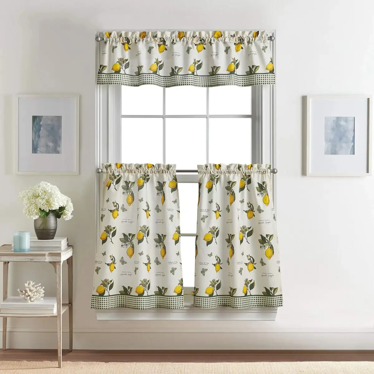 Chf Lemon — Conjunto de cortinas e saia de cozinha, 3 peças