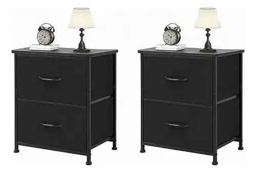 Mesita de noite preta em estilo moderno com 2 cajones
