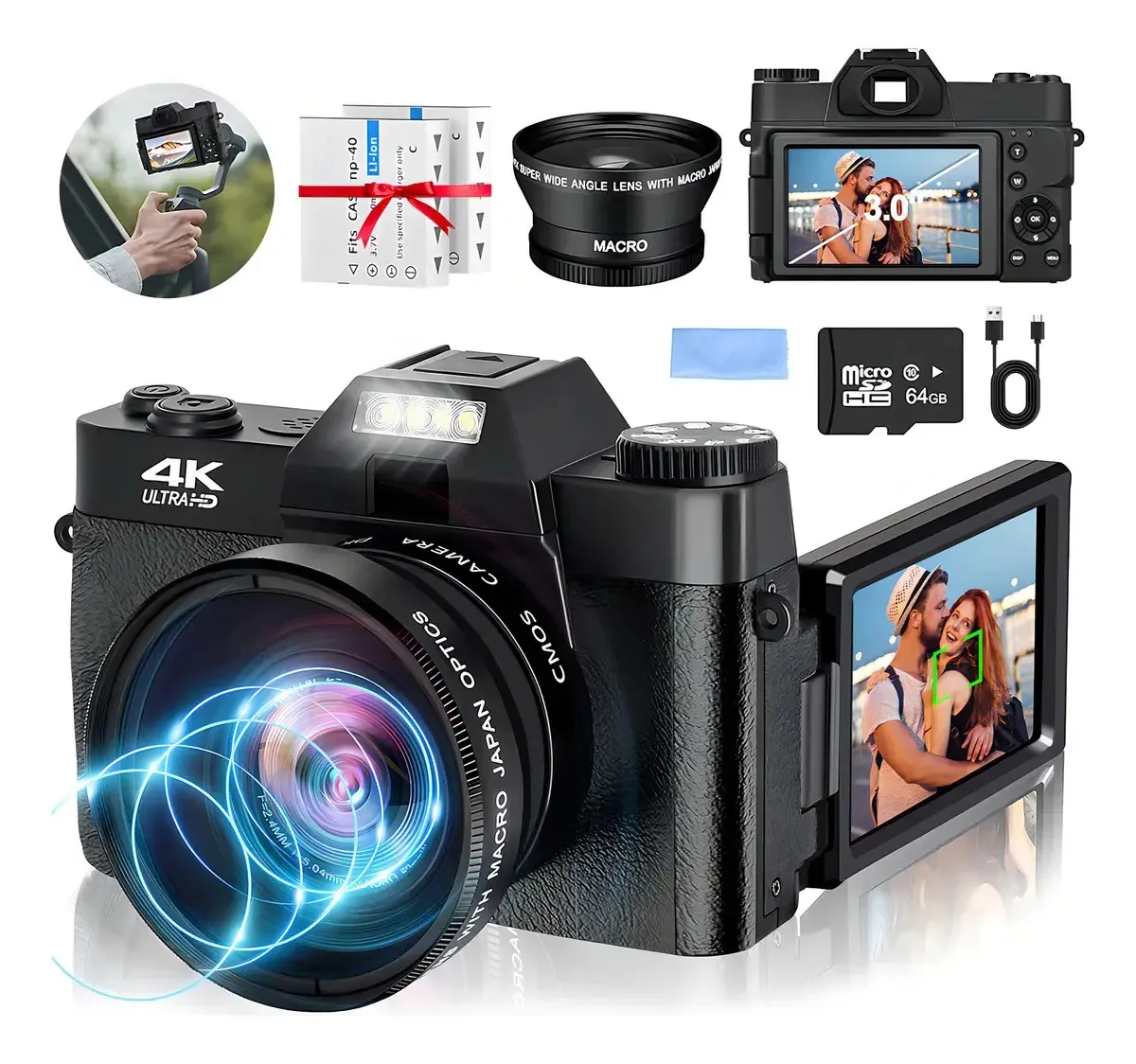 Câmera Lokooy 4k Câmeras Fotográficas Bateria