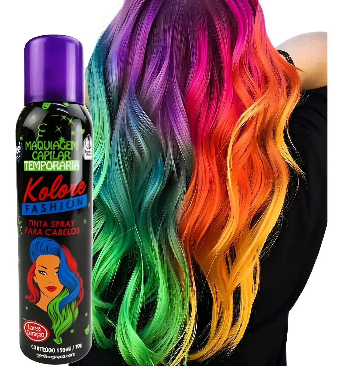 Tinta Temporária para Cabelo Kolore Spray Cor Roxo Carnaval