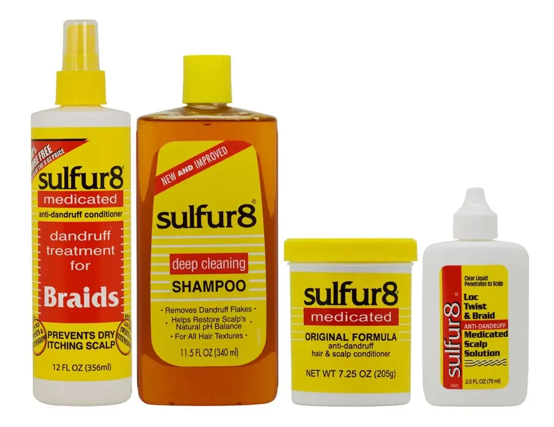 Conjunto De 4 Produtos Anti-caspa Sulfur8 Para Cuidados Com